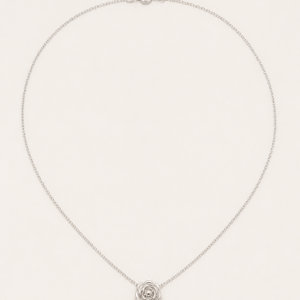 Tiny Silver Rose Necklace