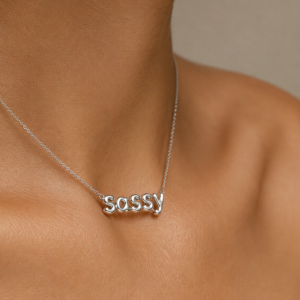 Silver Bubble Letter Necklace