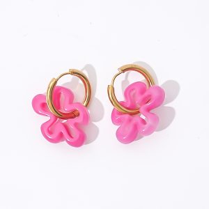 Dainty Pink Flower Earrings